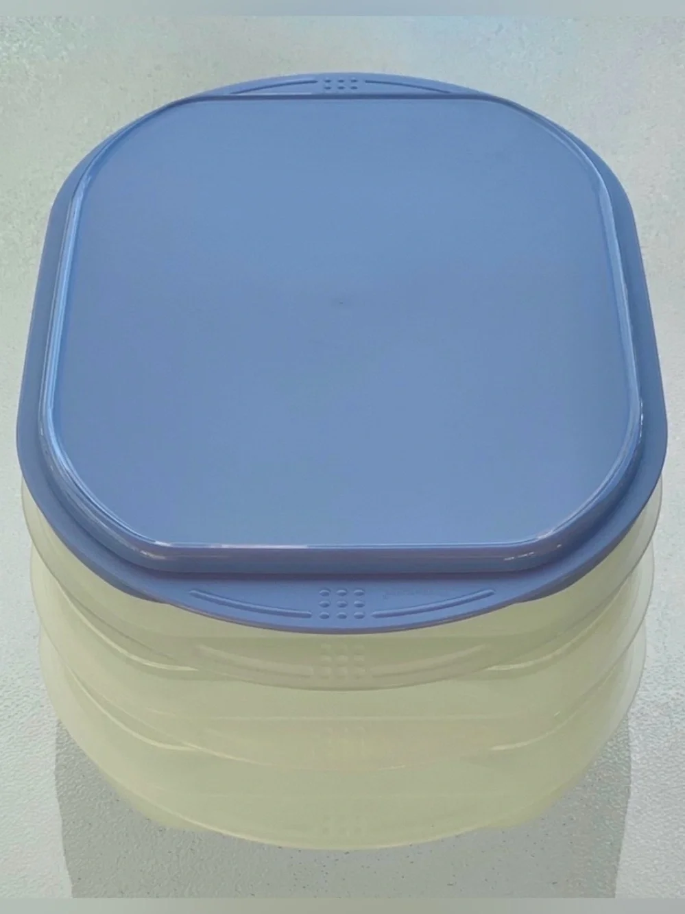 Tupperware Fridge Stackables Deli Meat Keeper 3 Stacking Trays with Blue Lid